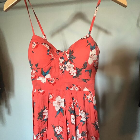 Coral Floral Summer Dress (M) - Picture 3 of 4